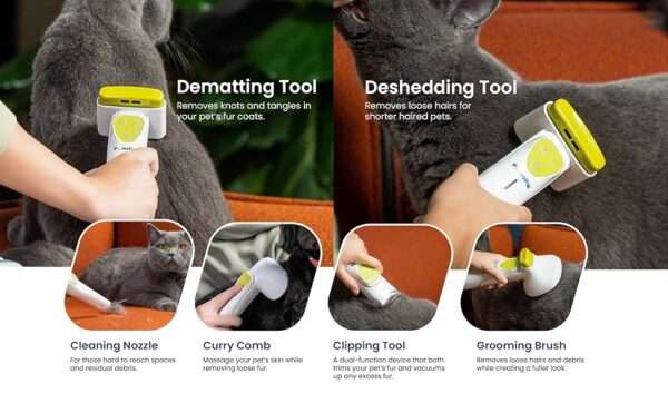 Kit de aseo profesional 7 en 1 para mascotas, con aspiradora, cortapelos y filtro HEPA.