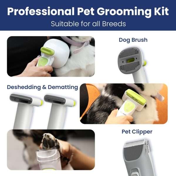 Kit de aseo profesional 7 en 1 para mascotas, con aspiradora, cortapelos y filtro HEPA.