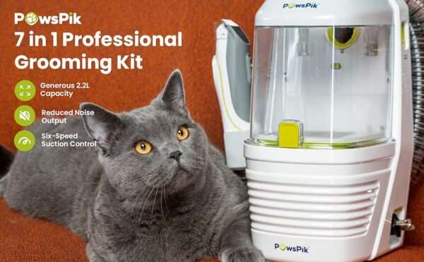 Kit de aseo profesional 7 en 1 para mascotas, con aspiradora, cortapelos y filtro HEPA.