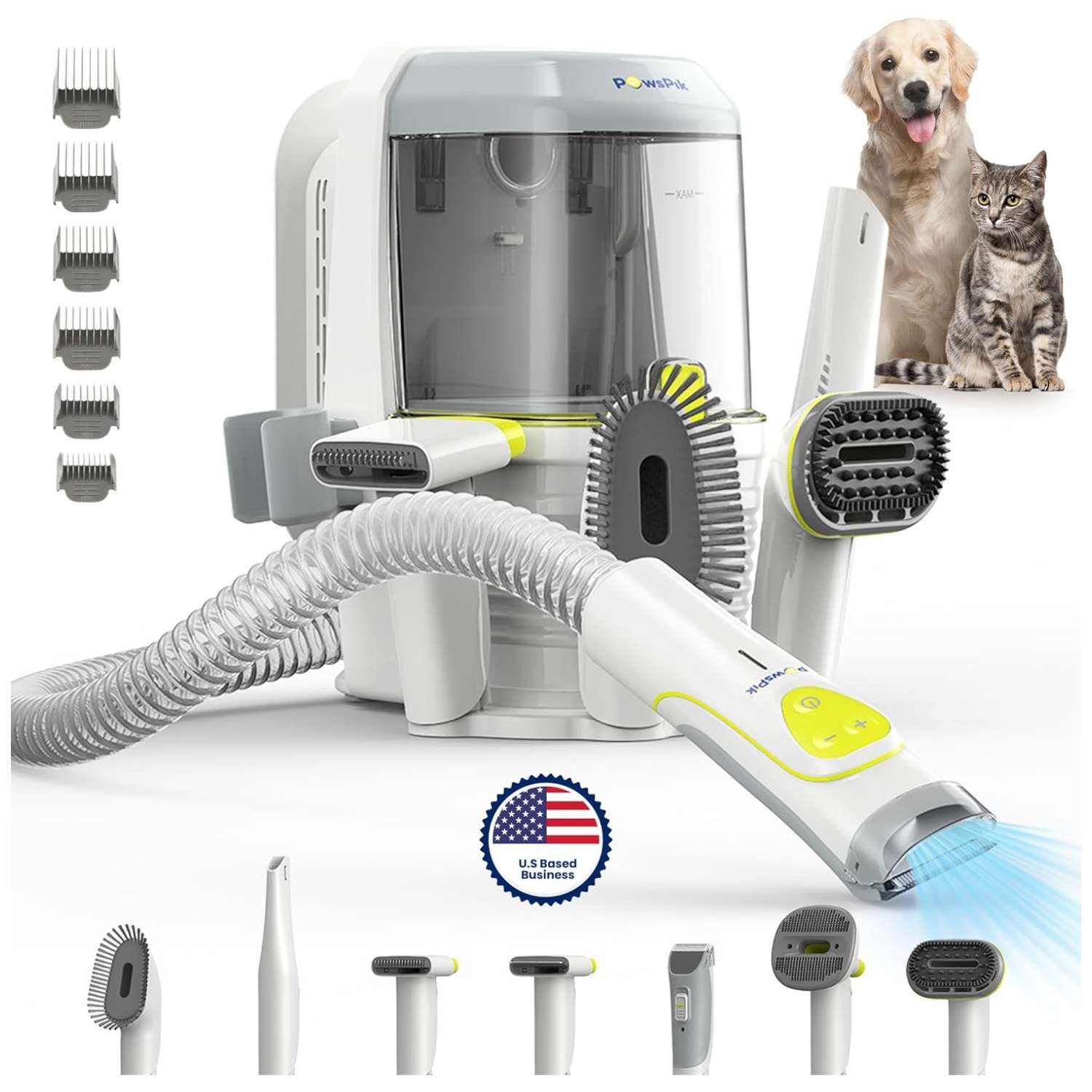 Kit de aseo profesional 7 en 1 para mascotas, con aspiradora, cortapelos y filtro HEPA.