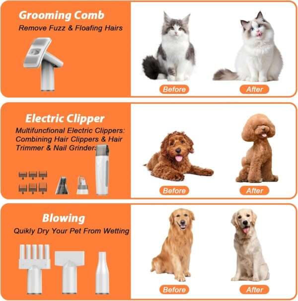 Aspiradora y kit de aseo para mascotas, 10 herramientas y con gran capacidad.