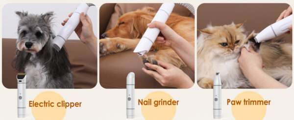Kit de aseo 7 en 1 para mascotas con aspiradora, cepillos y recipiente de 4 litros.