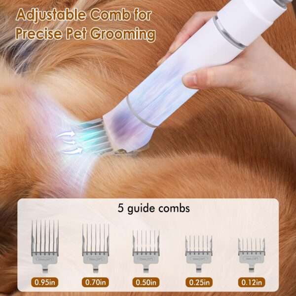 Kit de aseo 7 en 1 para mascotas con aspiradora, cepillos y recipiente de 4 litros.