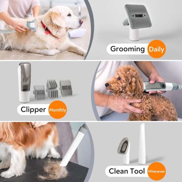 Kit profesional 5 en 1 para mascotas: Aspiradora de pelo con succión de 12,000 Pa para perros y gatos.