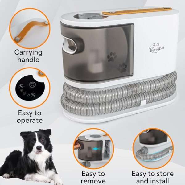 Kit profesional 5 en 1 para mascotas: Aspiradora de pelo con succión de 12,000 Pa para perros y gatos.