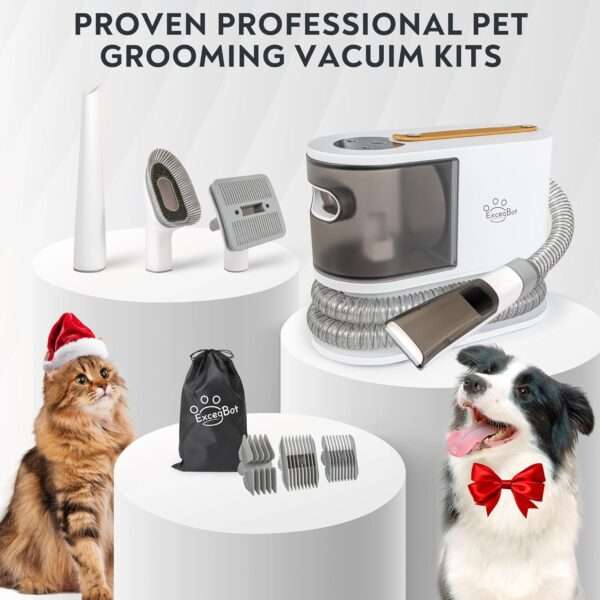 Kit profesional 5 en 1 para mascotas: Aspiradora de pelo con succión de 12,000 Pa para perros y gatos.