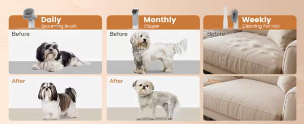 Kit profesional 7 en 1 para mascotas: Aspiradora de pelo de perro y gato con succión de 11,000 Pa.