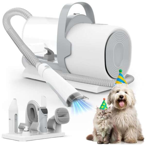 Kit profesional 7 en 1 para mascotas: Aspiradora de pelo de perro y gato con succión de 11,000 Pa.