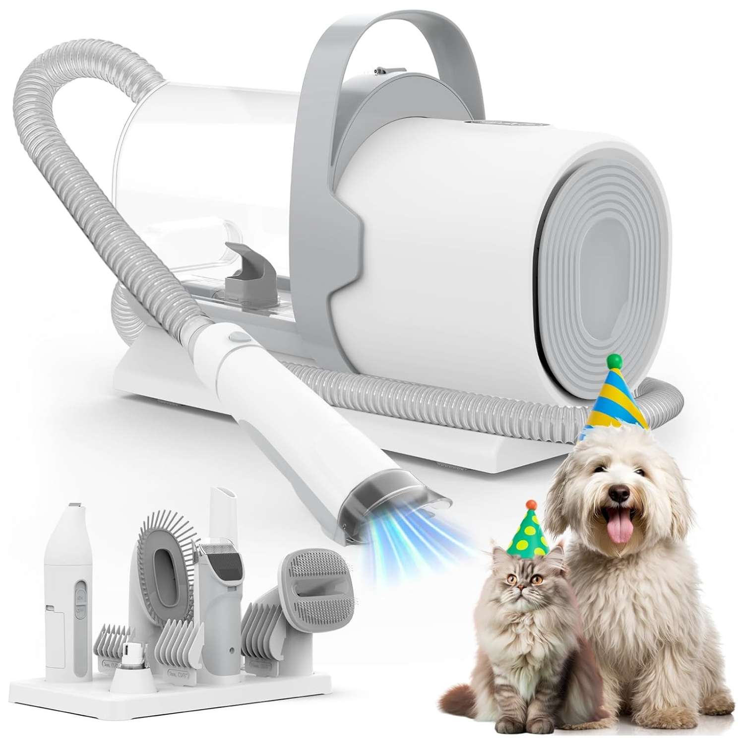 Kit profesional 7 en 1 para mascotas: Aspiradora de pelo de perro y gato con succión de 11,000 Pa.