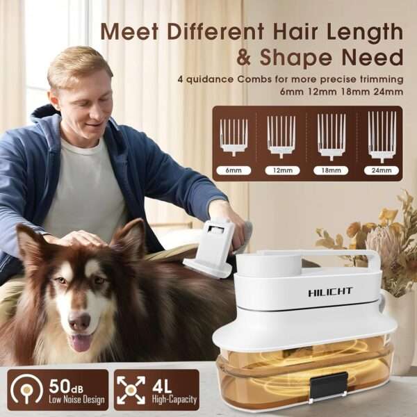Kit profesional 6 en 1 para mascotas: Aspiradora de pelo silenciosa con 6 herramientas para perros y gatos.