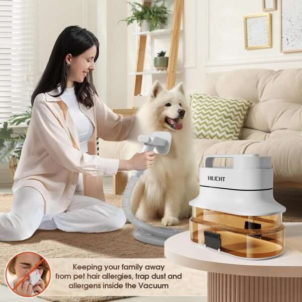 Kit profesional 6 en 1 para mascotas: Aspiradora de pelo silenciosa con 6 herramientas para perros y gatos.