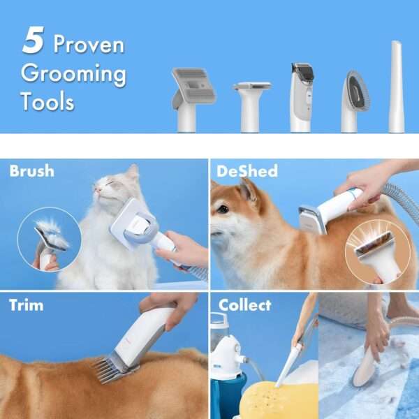 Aspiradora de aseo para perros, kit 5 en 1, potente succión de 10500 Pa.