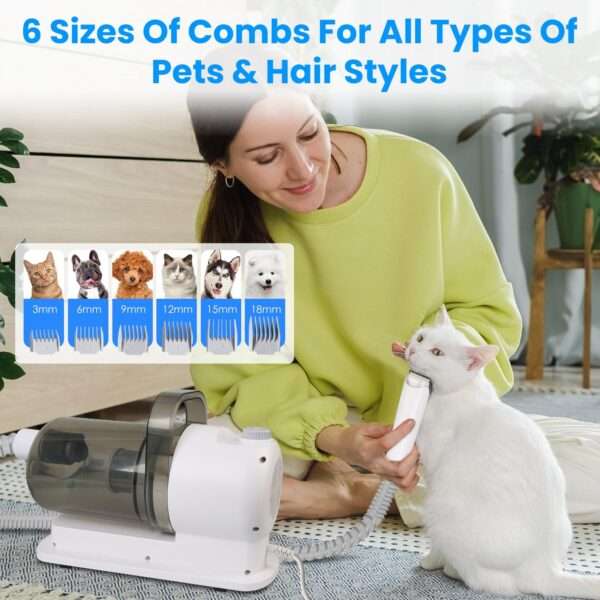 Kit de aseo 7 en 1 para mascotas: aspiradora, cepillos y potencia de 10000PA.