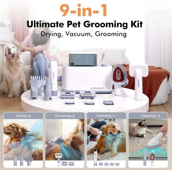 Aspiradora y Secadora de Pelo 9 en 1 para Mascotas - Kit de Aseo Profesional - Image 2