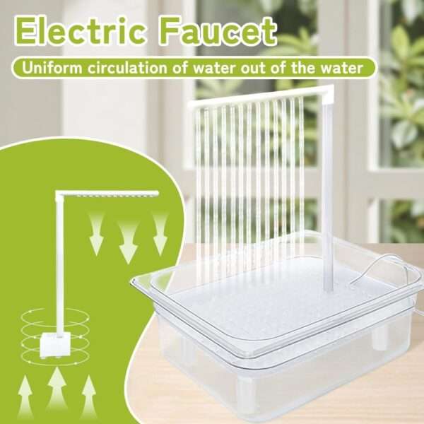 Bañera para pájaros. Grifo de circulación automático con alimentación USB.