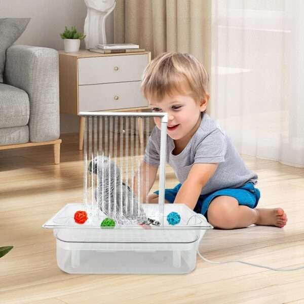 Bañera para pájaros. Grifo de circulación automático con alimentación USB.