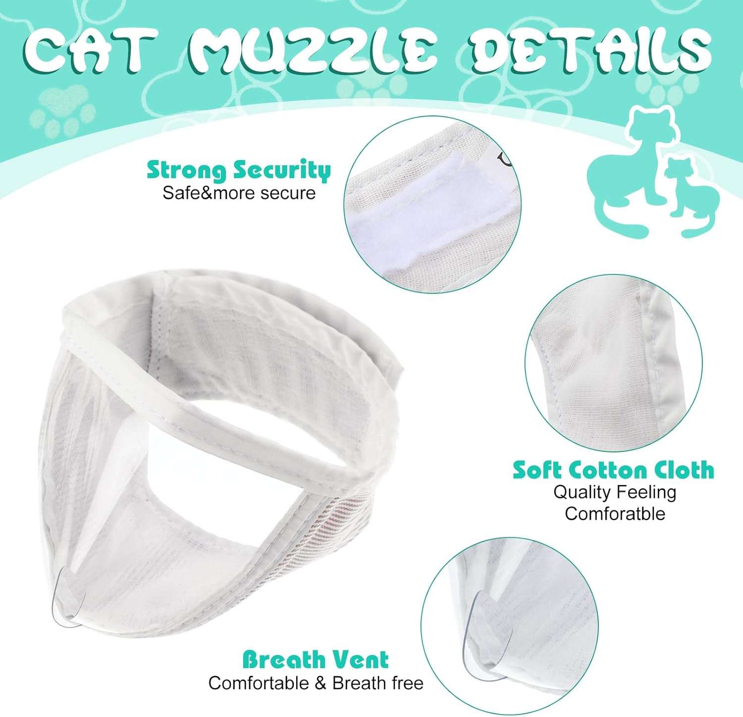 Bozal para gato y botas de silicona en uso, kit antiarañazos y mordeduras para aseo.