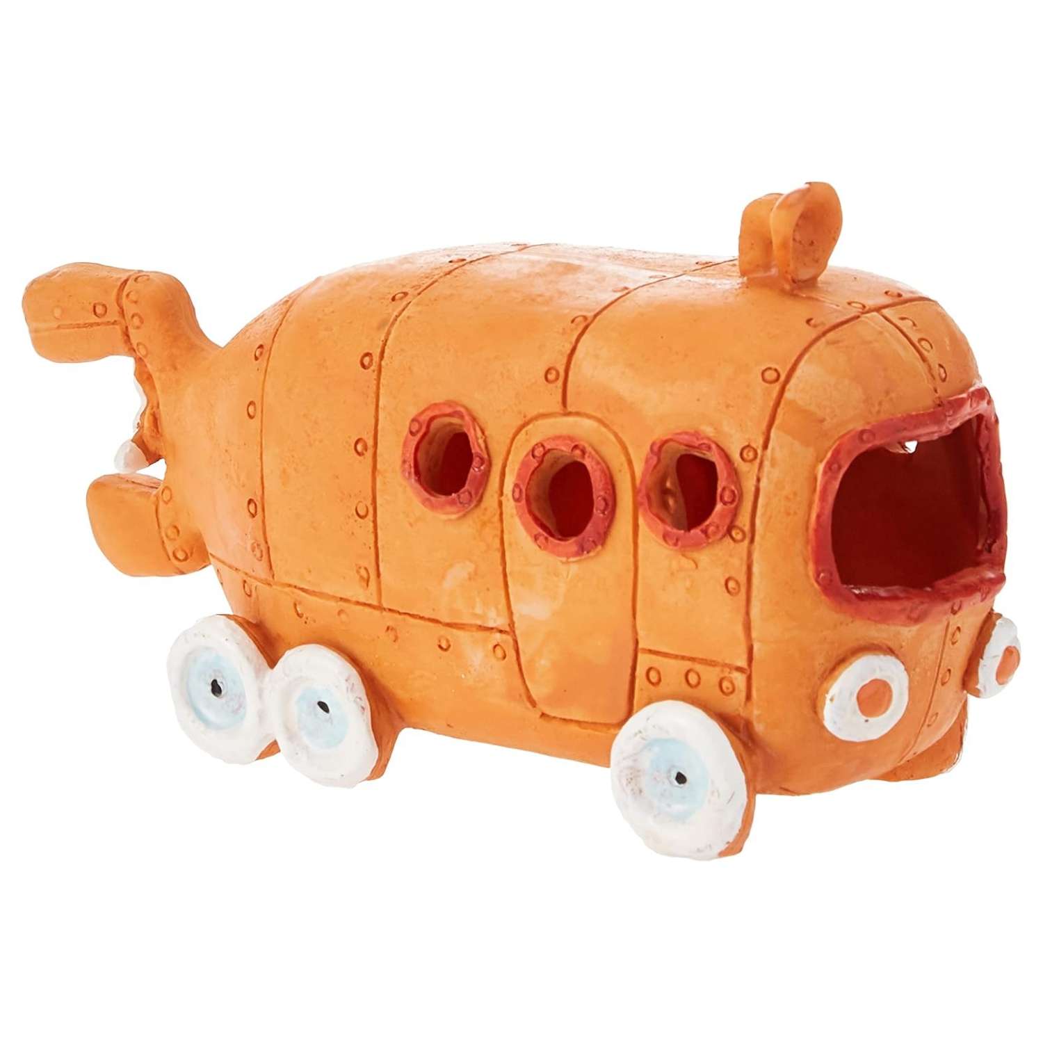 Bus de Fondo de Bikini (53x12x5 cm), decoración de resina no tóxica, con orificios para el escondite de peces.
