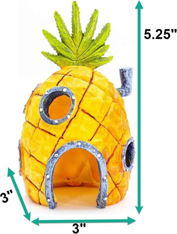Casa de Piña de Bob Esponja (13.3 cm) con licencia oficial, de resina segura, ideal como escondite para peces.