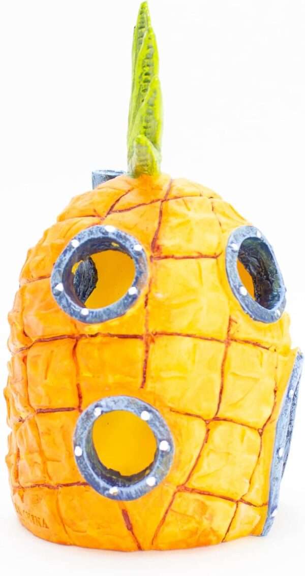 Casa de Piña de Bob Esponja (13.3 cm) con licencia oficial, de resina segura, ideal como escondite para peces.