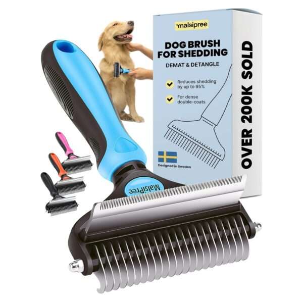 Cepillo 2 en 1 para perros, rastrillo deslanador.