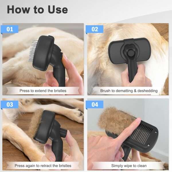 Cepillo autolimpiante para perros y gatos. Herramienta de aseo para eliminar pelo de mascotas de pelo largo y corto.