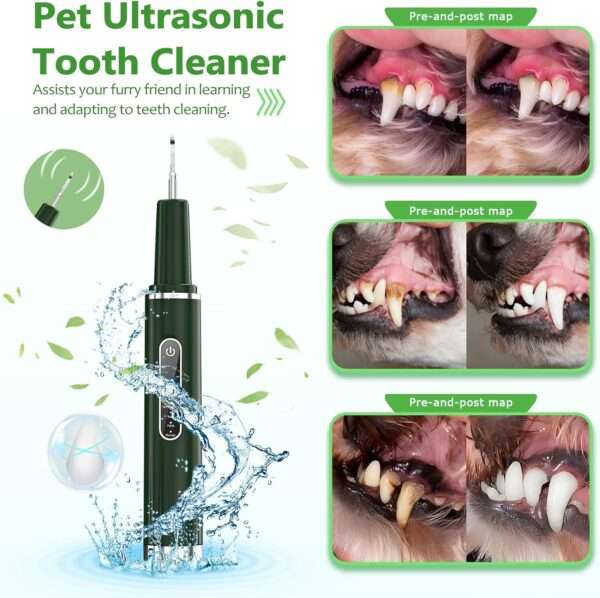 Cepillo de dientes eléctrico para perros. Removedor de sarro con 5 modos y 3 cabezales.