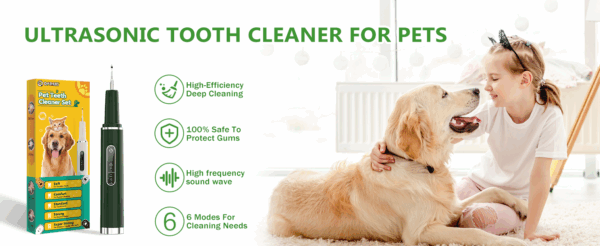 Cepillo de dientes eléctrico para perros. Removedor de sarro con 5 modos y 3 cabezales.