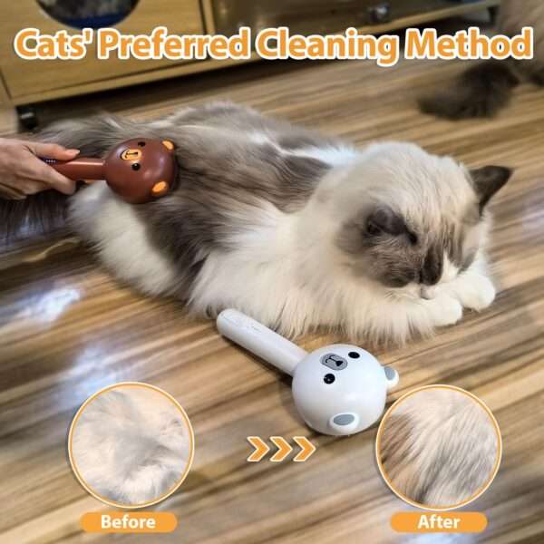 Cepillo de vapor para gatos, 4 en 1, para eliminación de pelo.