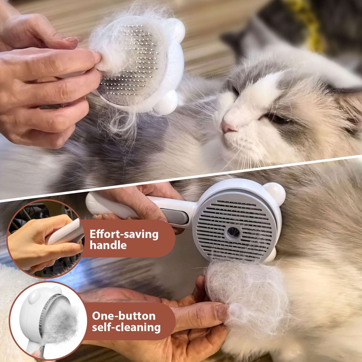 Cepillo de vapor para gatos, 4 en 1, para eliminación de pelo.