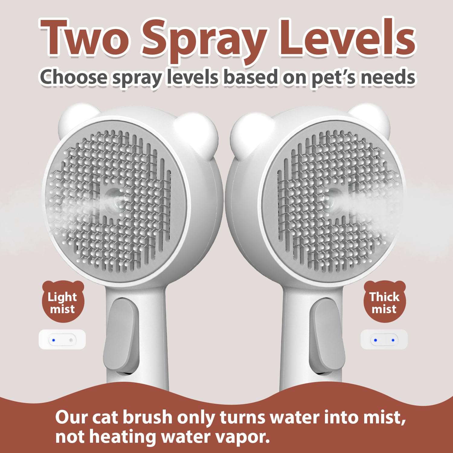 Cepillo de vapor para gatos, 4 en 1, para eliminación de pelo.