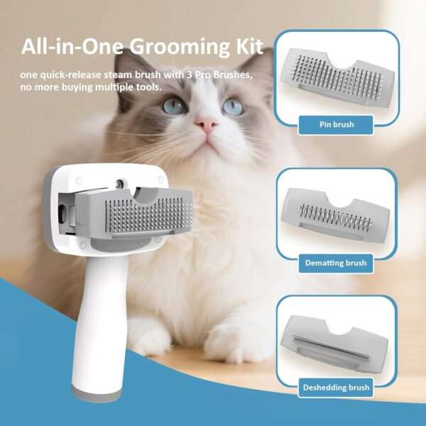 Cepillo de vapor 5 en 1, autolimpiable, para perros y gatos.
