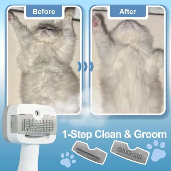 Cepillo de vapor 5 en 1, autolimpiable, para perros y gatos.