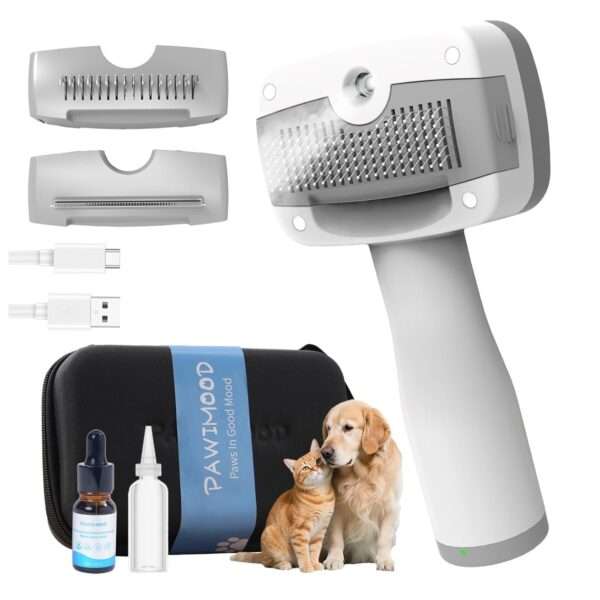 Cepillo de vapor 5 en 1, autolimpiable, para perros y gatos.