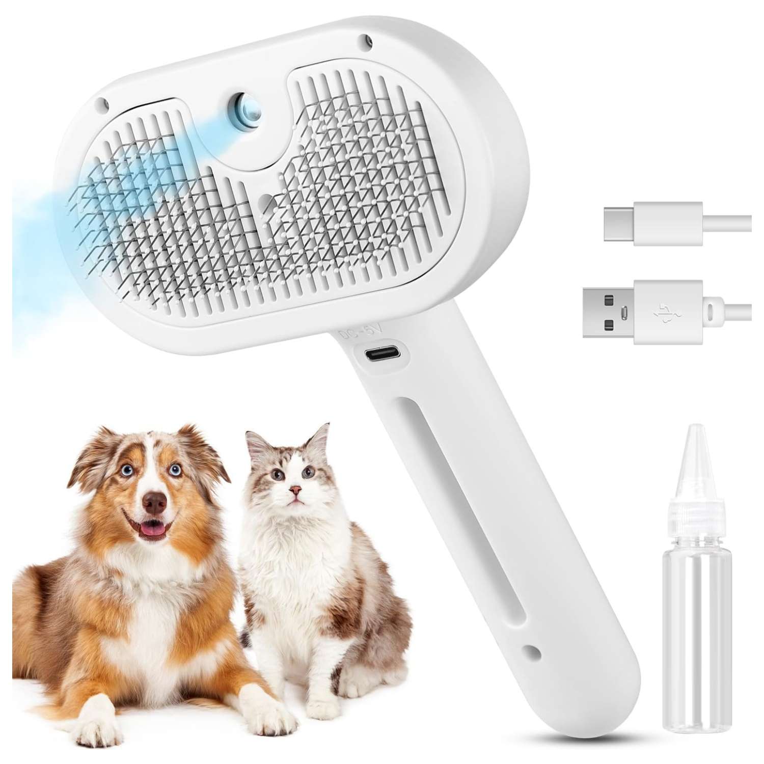 Cepillo de vapor 3 en 1 para mascotas, para perros y gatos.