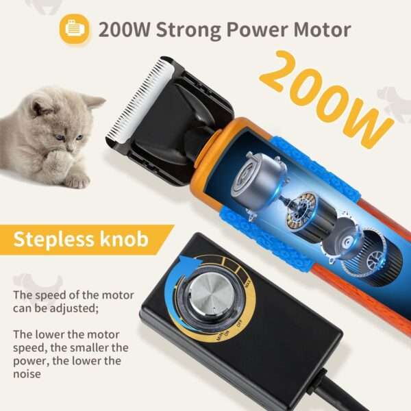 Cortadora de pelo profesional para perros, 200W, bajo ruido.