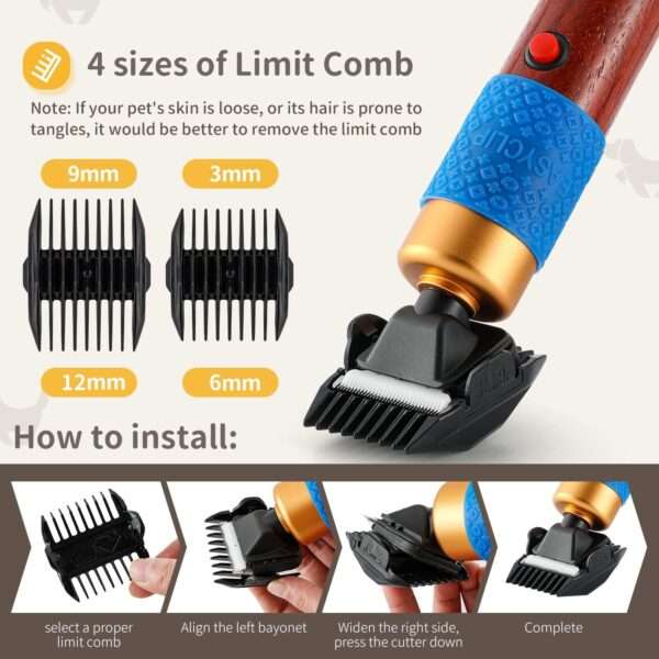 Cortadora de pelo profesional para perros, 200W, bajo ruido.