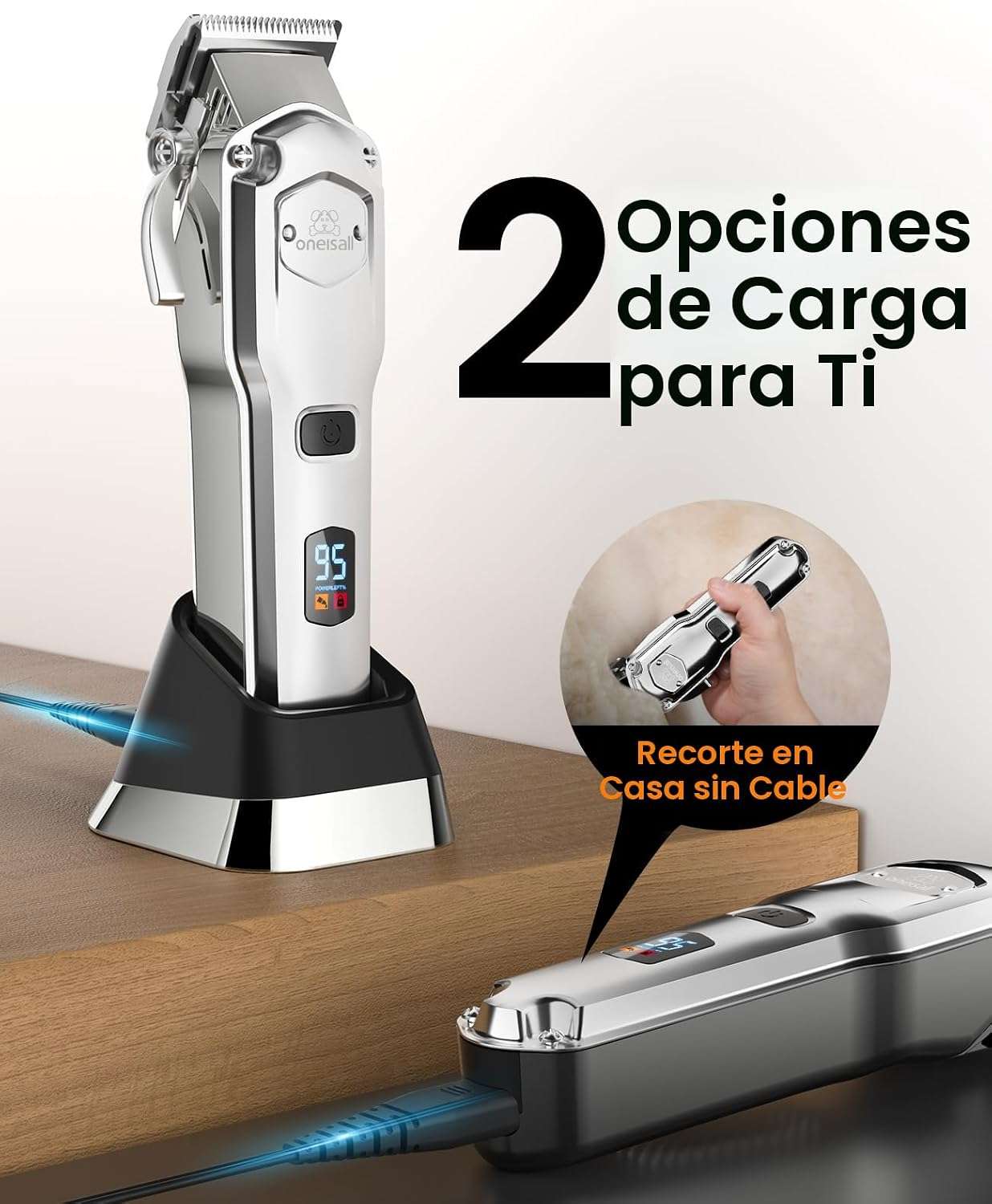 Cortapelos profesional para perros, silencioso, inalámbrico y recargable.