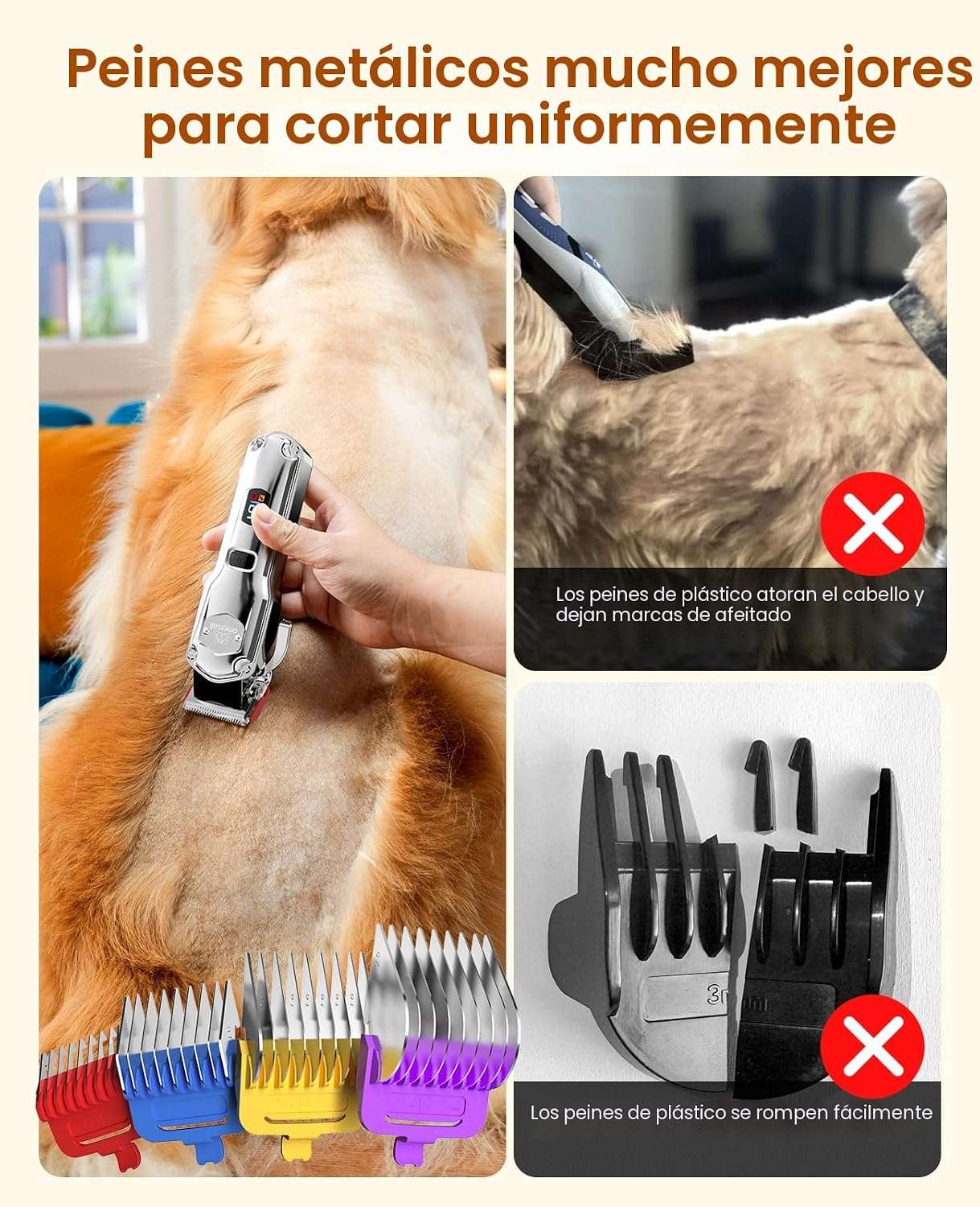 Cortapelos profesional para perros, silencioso, inalámbrico y recargable.