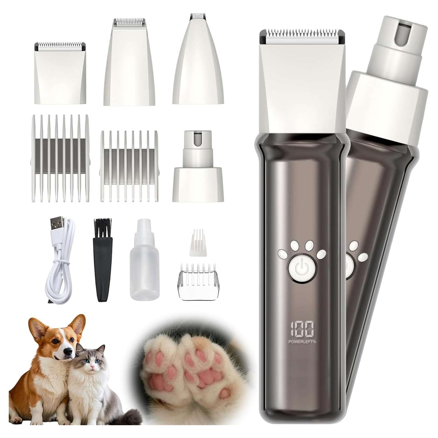 Cortapelos profesional 4 en 1 para perros, recargable.