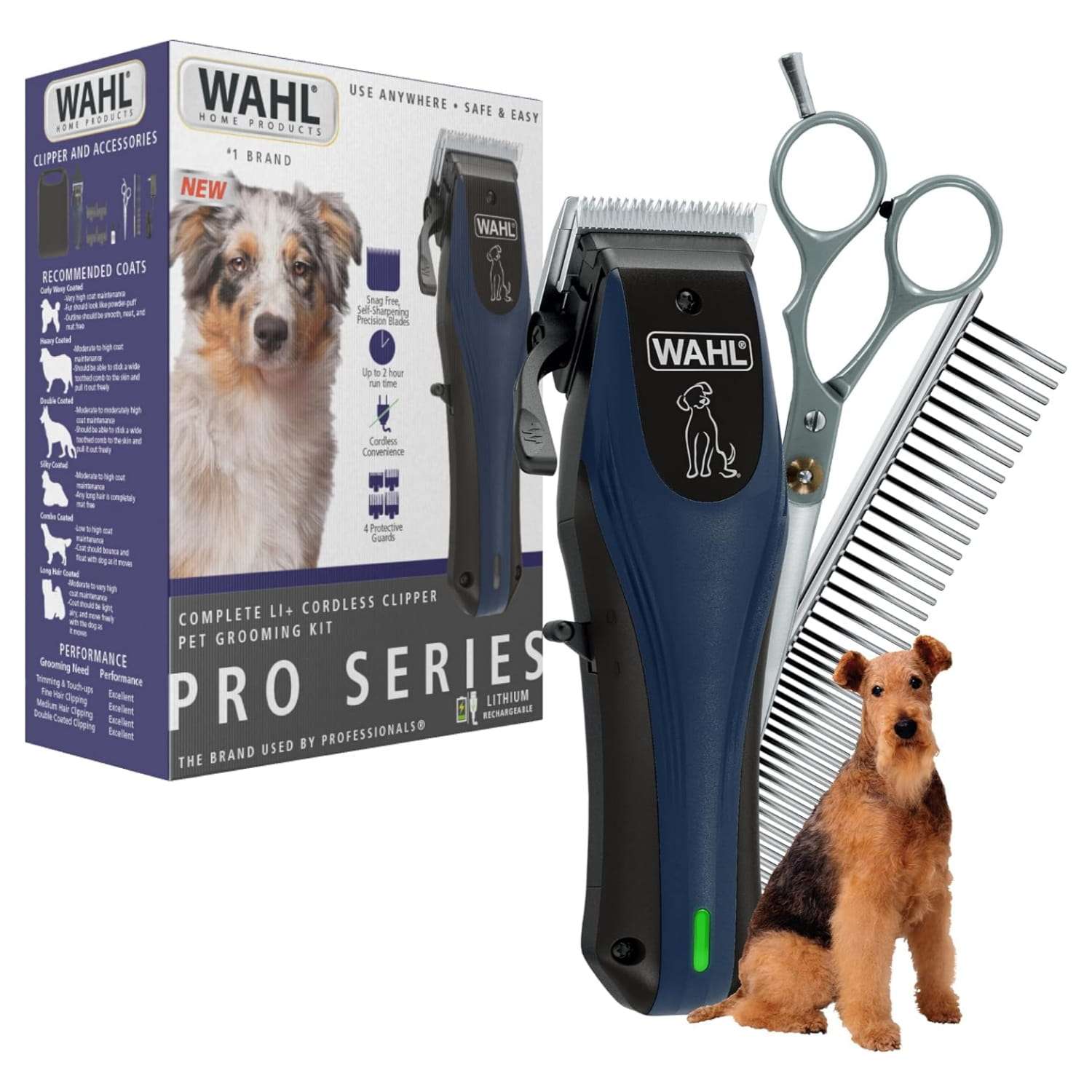 Cortapelos profesional inalámbrico para perros de pelaje grueso.