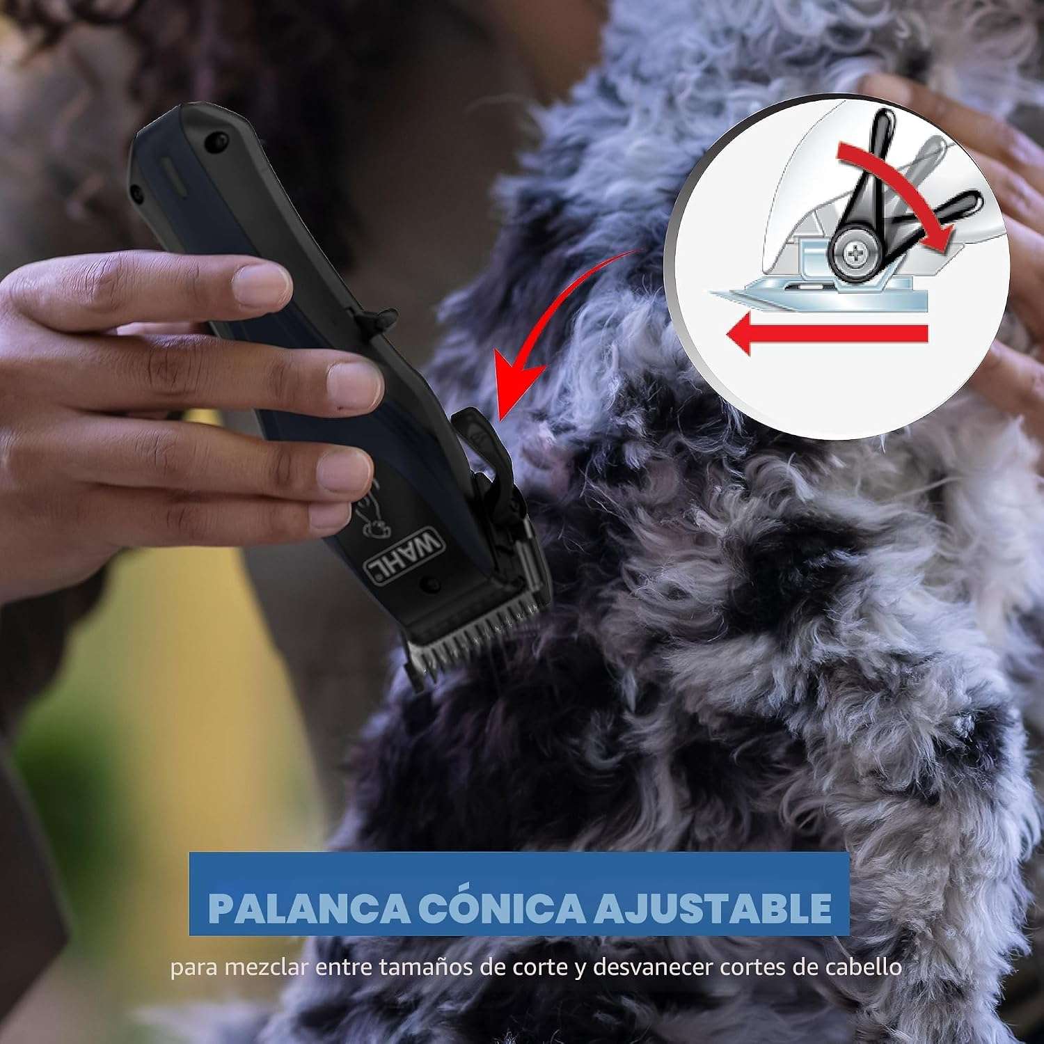 Cortapelos profesional inalámbrico para perros de pelaje grueso.