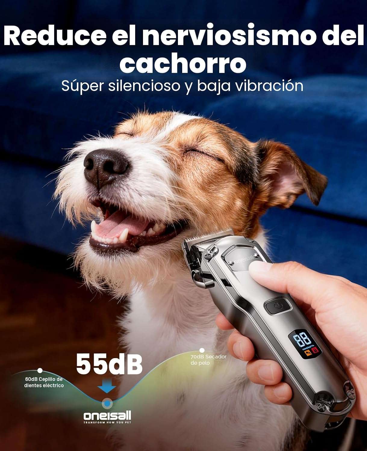 Cortapelos profesional inalámbrico para perros, silencioso y a prueba de agua.