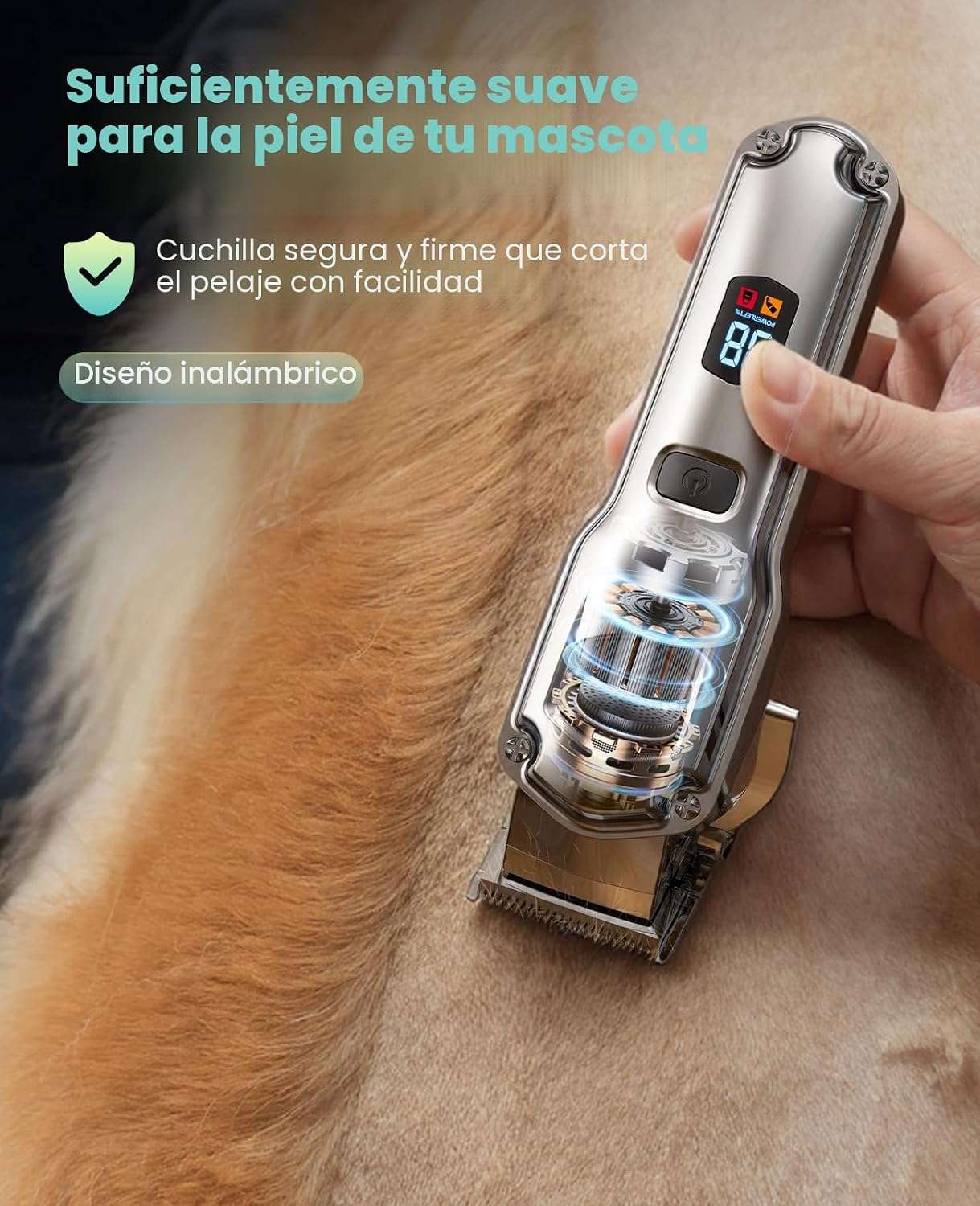 Cortapelos profesional inalámbrico para perros, silencioso y a prueba de agua.