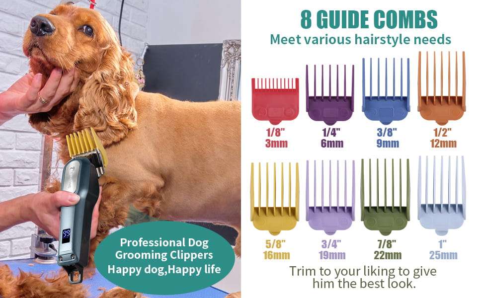 Cortapelos profesional para perros de pelaje grueso, inalámbrico y recargable.