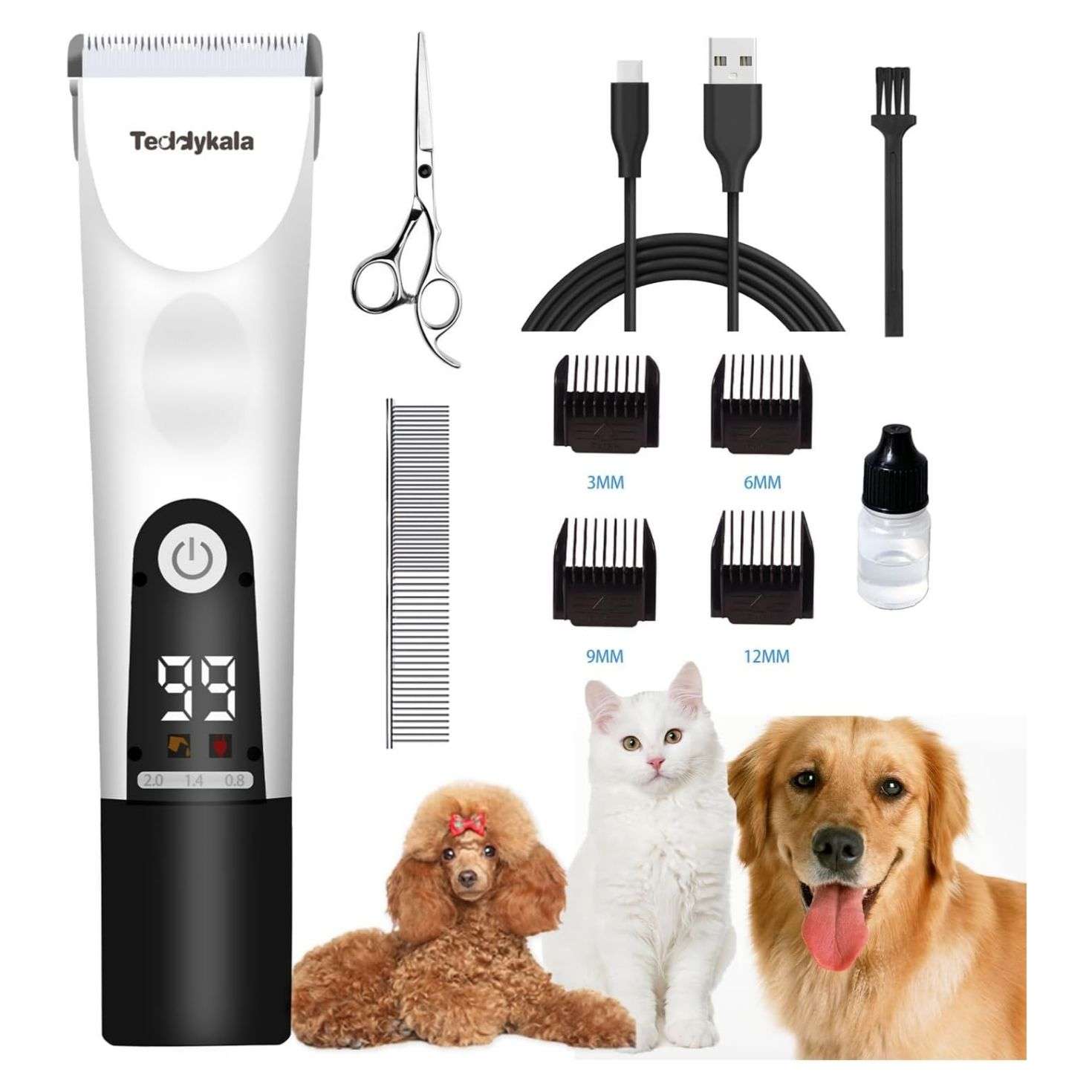 Cortapelos profesional inalámbrico para perros y gatos.