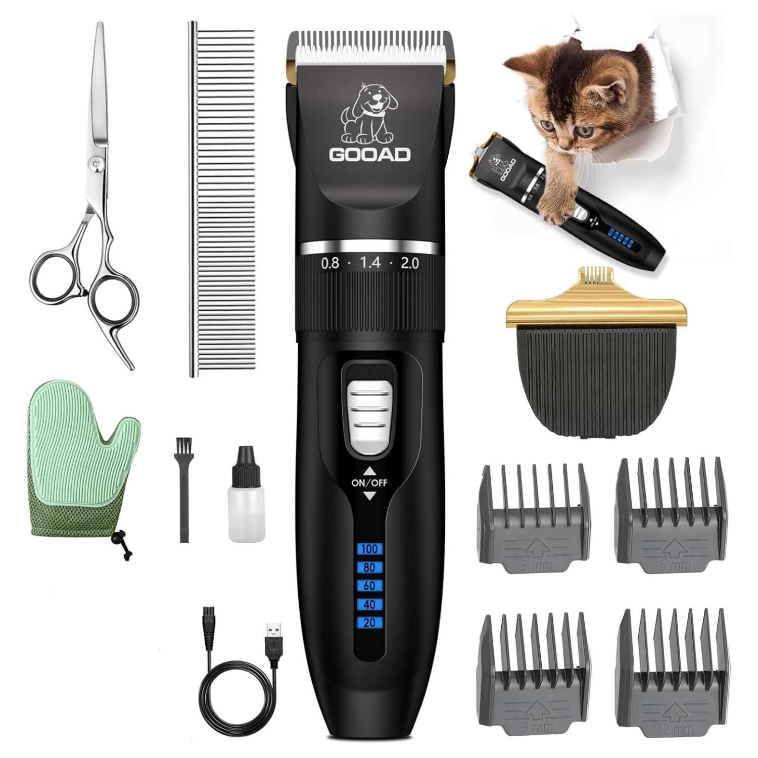 Cortapelos profesional para gatos, silencioso, inalámbrico y recargable.
