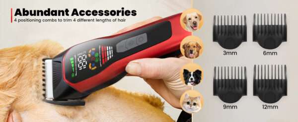 Cortapelos profesional para perros y gatos, silencioso, inalámbrico y con hoja ancha.
