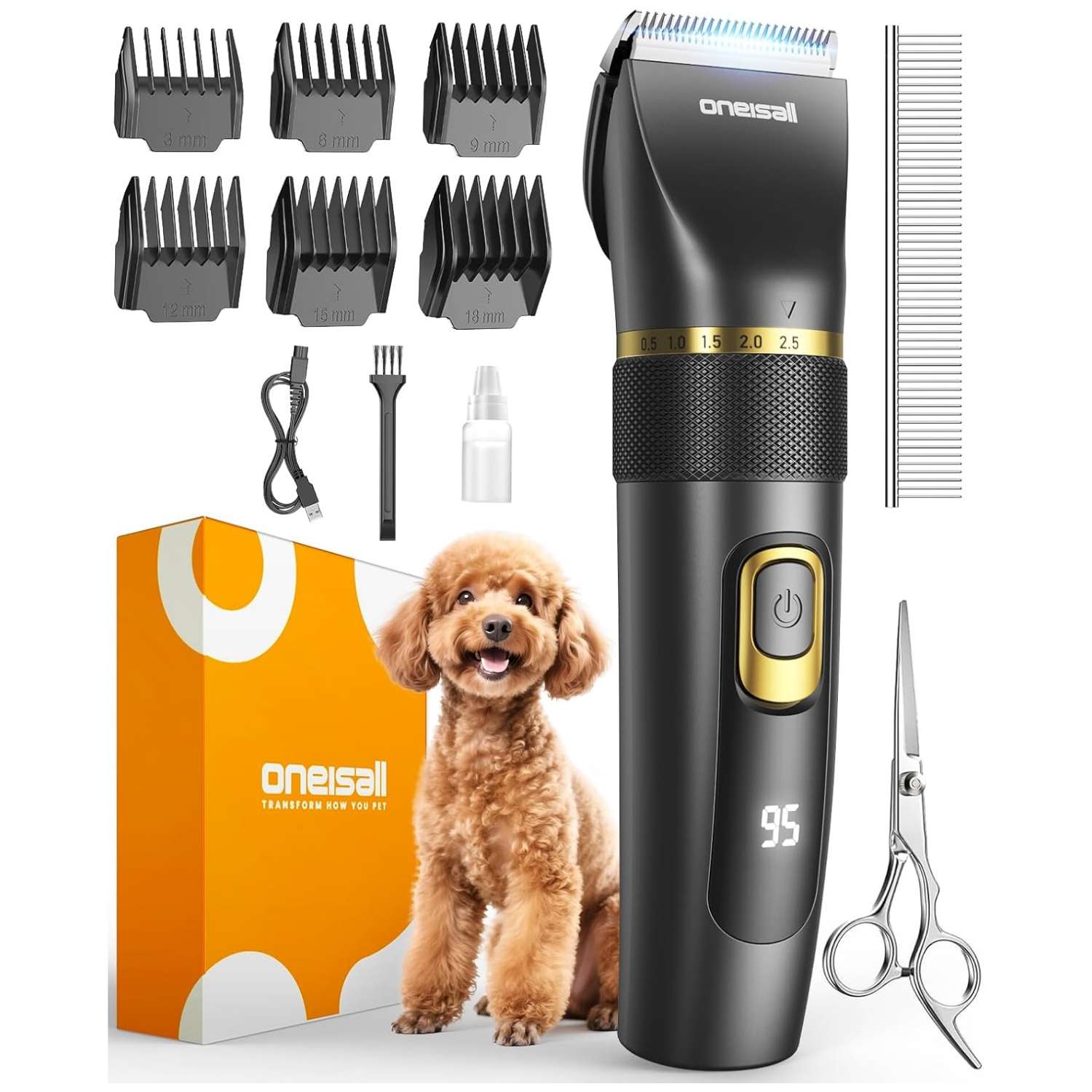 Cortapelos profesional para perros y gatos, silencioso, recargable e impermeable.