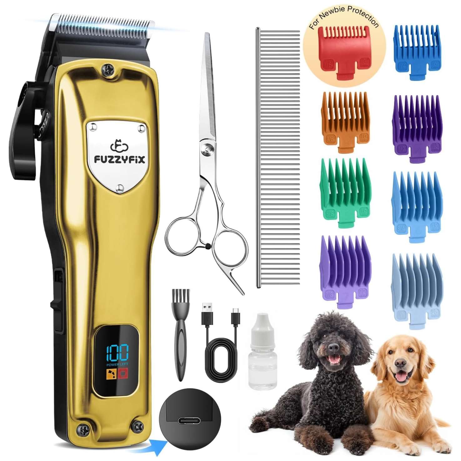 Cortapelos profesional para perros, silencioso, recargable y con cuchilla de cerámica.